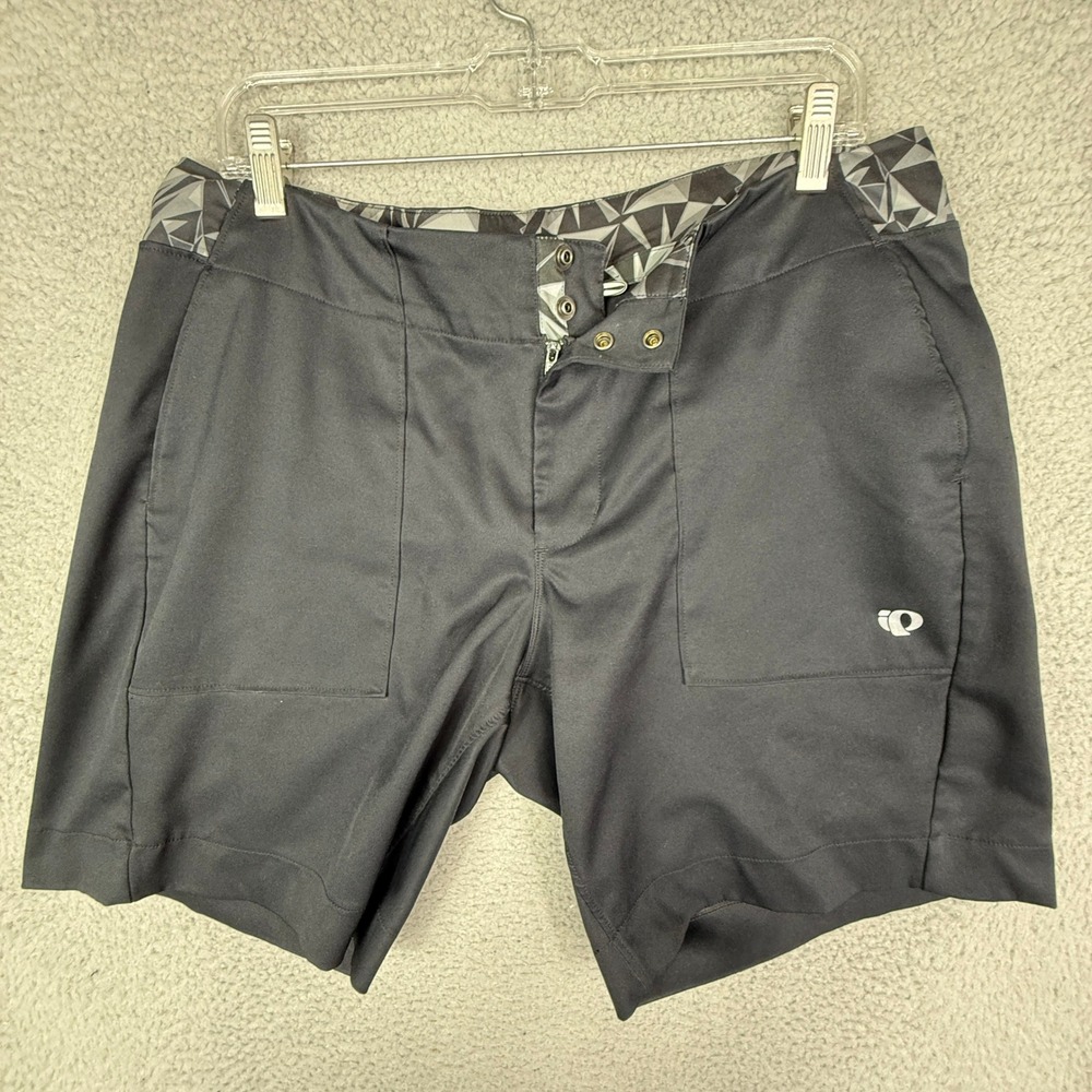 Pearl Izumi Men Mountain Bike Cycling Shorts Black Large Pockets Snap Closure